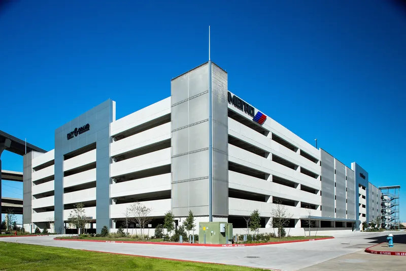 multi-level metro transit parking garage with metal panel facade