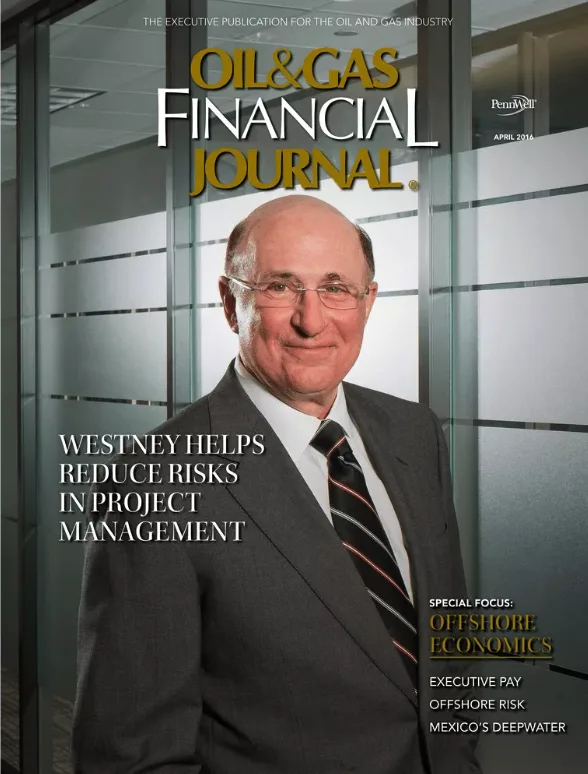 corporate headshot senior executive in business suit featured on trade magazine cover